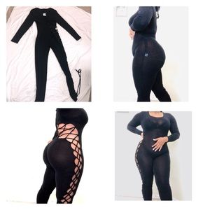 SEXY BLACK CRISS CROSS JUMPSUIT